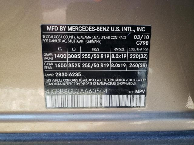 Photo 11 VIN: 4JGBB8GB2AA605041 - MERCEDES-BENZ ML 350 4MA 