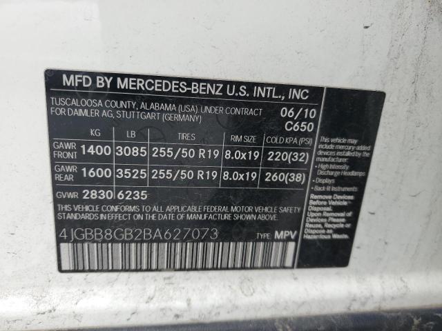 Photo 12 VIN: 4JGBB8GB2BA627073 - MERCEDES-BENZ M-CLASS 