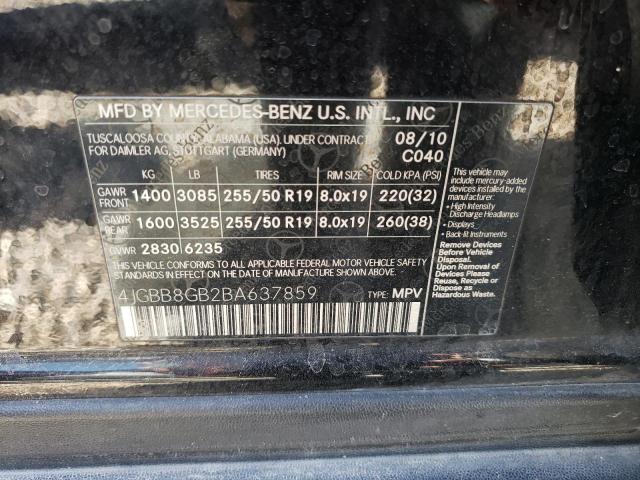 Photo 11 VIN: 4JGBB8GB2BA637859 - MERCEDES-BENZ ML 350 4MA 