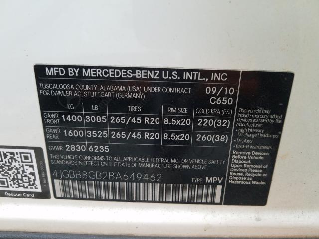 Photo 9 VIN: 4JGBB8GB2BA649462 - MERCEDES-BENZ ML 350 4MA 