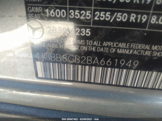 Photo 8 VIN: 4JGBB8GB2BA661949 - MERCEDES-BENZ M-CLASS 