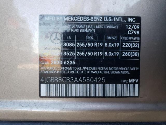 Photo 11 VIN: 4JGBB8GB3AA580425 - MERCEDES-BENZ ML 350 4MA 