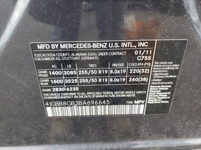 Photo 9 VIN: 4JGBB8GB3BA696645 - MERCEDES-BENZ ML 350 4MA 