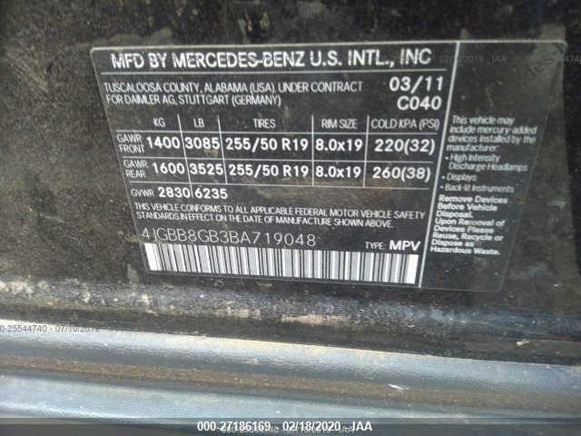 Photo 8 VIN: 4JGBB8GB3BA719048 - MERCEDES-BENZ M-CLASS 