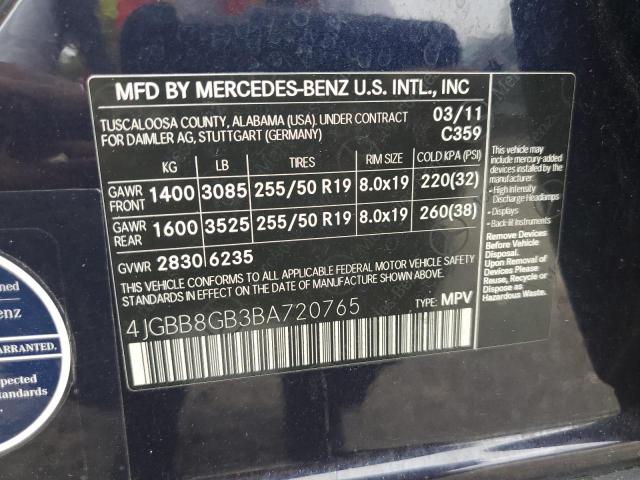 Photo 12 VIN: 4JGBB8GB3BA720765 - MERCEDES-BENZ ML 350 4MA 