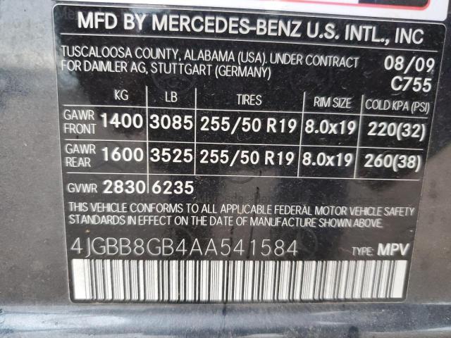 Photo 11 VIN: 4JGBB8GB4AA541584 - MERCEDES-BENZ ML 350 4MA 