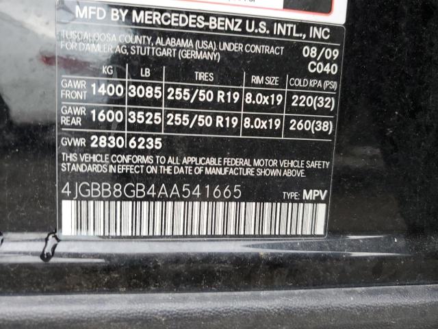 Photo 12 VIN: 4JGBB8GB4AA541665 - MERCEDES-BENZ ML 350 4MA 