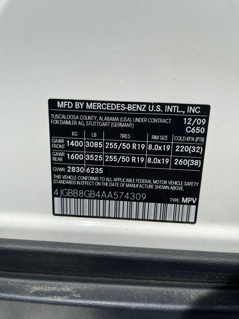 Photo 9 VIN: 4JGBB8GB4AA574309 - MERCEDES-BENZ ML 350 4MA 