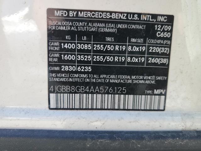 Photo 11 VIN: 4JGBB8GB4AA576125 - MERCEDES-BENZ M-CLASS 