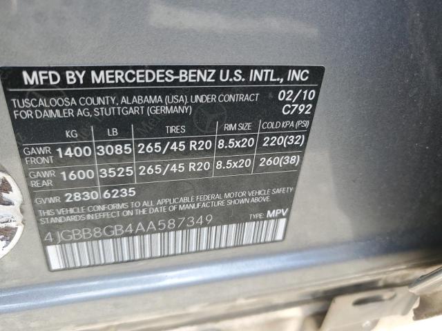 Photo 11 VIN: 4JGBB8GB4AA587349 - MERCEDES-BENZ M-CLASS 