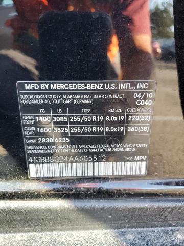 Photo 12 VIN: 4JGBB8GB4AA605512 - MERCEDES-BENZ ML 350 4MA 