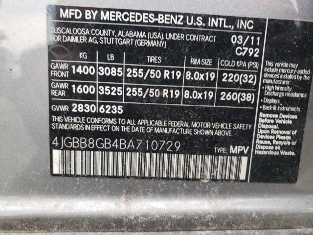 Photo 12 VIN: 4JGBB8GB4BA710729 - MERCEDES-BENZ ML 350 4MA 