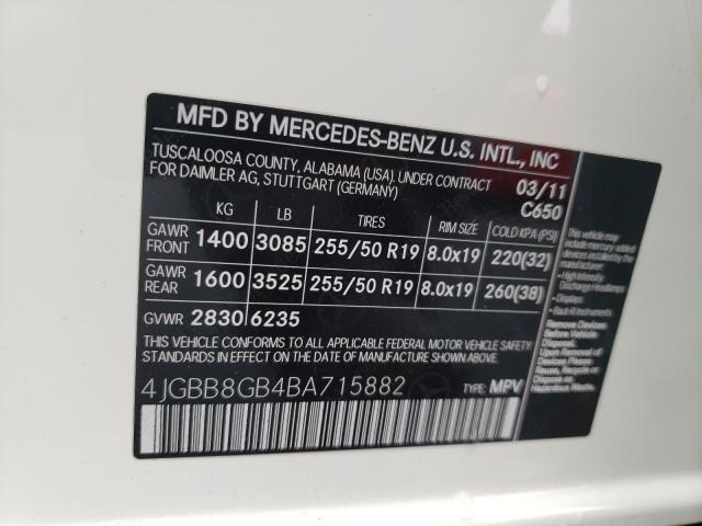 Photo 9 VIN: 4JGBB8GB4BA715882 - MERCEDES-BENZ ML 350 4MA 