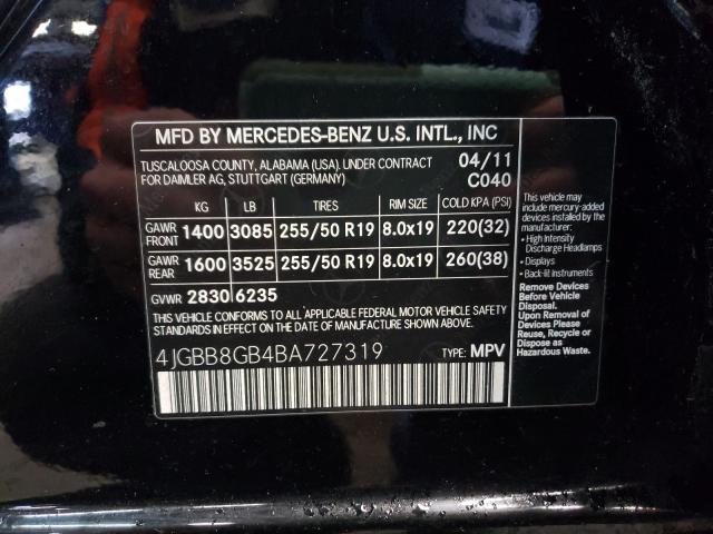 Photo 9 VIN: 4JGBB8GB4BA727319 - MERCEDES-BENZ ML 350 4MA 