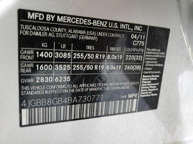 Photo 12 VIN: 4JGBB8GB4BA730771 - MERCEDES-BENZ ML 350 4MA 