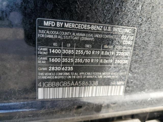 Photo 11 VIN: 4JGBB8GB5AA586338 - MERCEDES-BENZ M-CLASS 