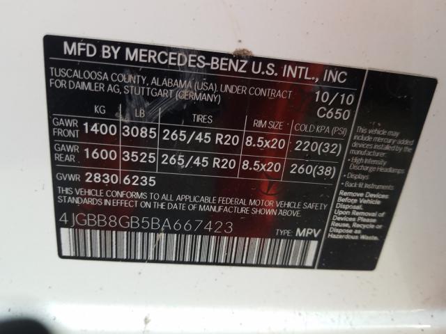 Photo 9 VIN: 4JGBB8GB5BA667423 - MERCEDES-BENZ ML 350 4MA 