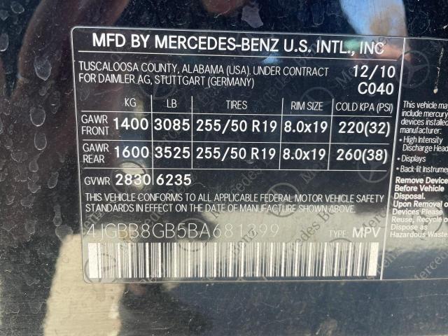 Photo 9 VIN: 4JGBB8GB5BA681399 - MERCEDES-BENZ M-CLASS 