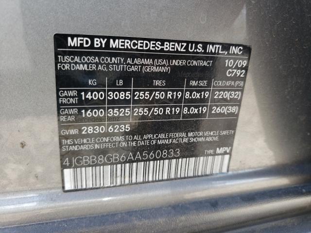 Photo 9 VIN: 4JGBB8GB6AA560833 - MERCEDES-BENZ ML 350 4MA 