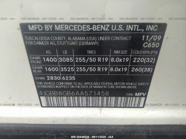 Photo 8 VIN: 4JGBB8GB6AA571458 - MERCEDES-BENZ M-CLASS 