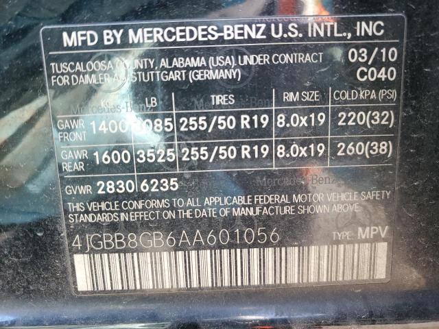 Photo 11 VIN: 4JGBB8GB6AA601056 - MERCEDES-BENZ ML 350 4MA 