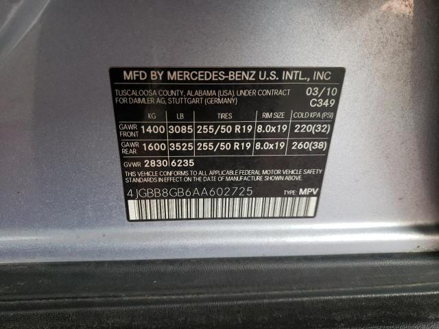 Photo 12 VIN: 4JGBB8GB6AA602725 - MERCEDES-BENZ ML 350 4MA 