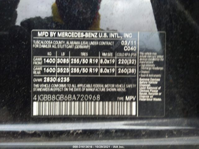 Photo 8 VIN: 4JGBB8GB6BA720968 - MERCEDES-BENZ M-CLASS 