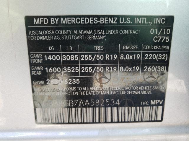 Photo 9 VIN: 4JGBB8GB7AA582534 - MERCEDES-BENZ ML 350 4MA 