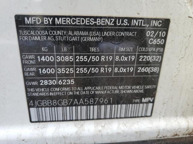 Photo 12 VIN: 4JGBB8GB7AA587961 - MERCEDES-BENZ ML 350 4MA 