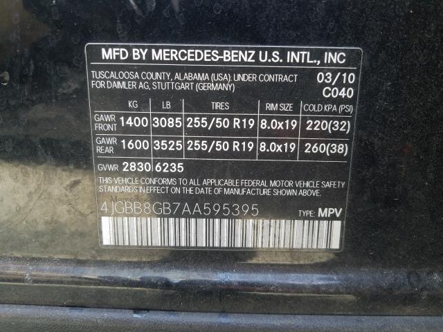 Photo 9 VIN: 4JGBB8GB7AA595395 - MERCEDES-BENZ M-CLASS 