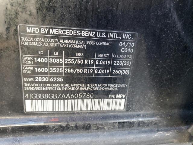 Photo 11 VIN: 4JGBB8GB7AA605780 - MERCEDES-BENZ ML 350 4MA 