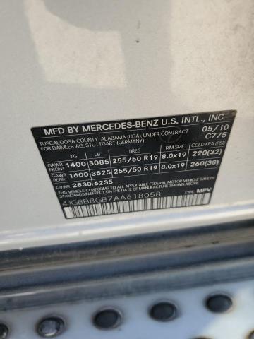 Photo 9 VIN: 4JGBB8GB7AA618058 - MERCEDES-BENZ ML 350 4MA 