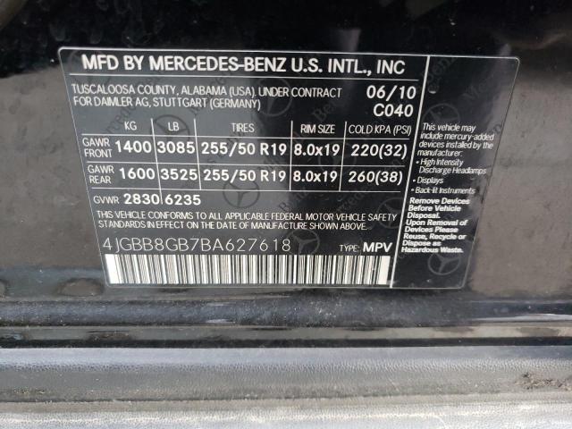 Photo 12 VIN: 4JGBB8GB7BA627618 - MERCEDES-BENZ ML 350 4MA 