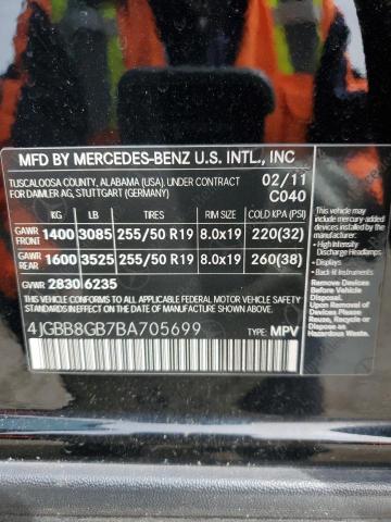 Photo 12 VIN: 4JGBB8GB7BA705699 - MERCEDES-BENZ ML 350 4MA 