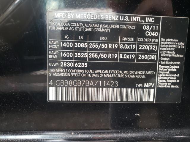 Photo 9 VIN: 4JGBB8GB7BA711423 - MERCEDES-BENZ ML 350 4MA 