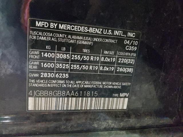 Photo 13 VIN: 4JGBB8GB8AA611815 - MERCEDES-BENZ ML 350 4MA 