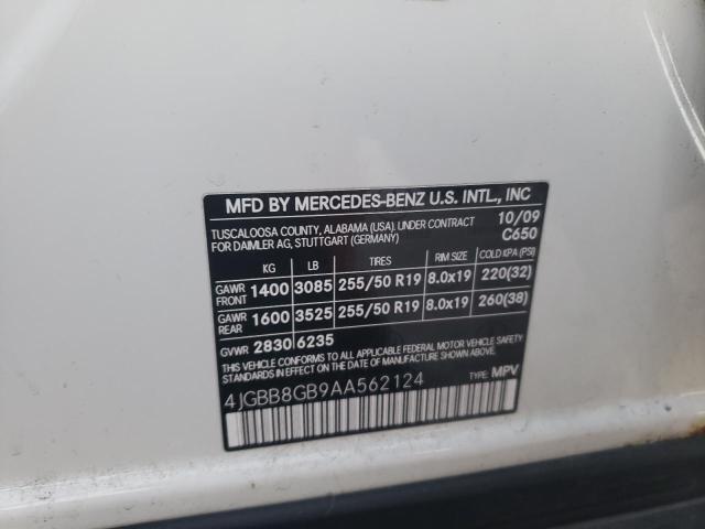 Photo 9 VIN: 4JGBB8GB9AA562124 - MERCEDES-BENZ ML 350 4MA 