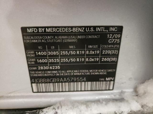 Photo 12 VIN: 4JGBB8GB9AA579554 - MERCEDES-BENZ ML 350 4MA 