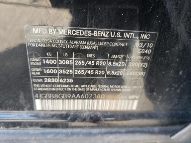 Photo 9 VIN: 4JGBB8GB9AA602380 - MERCEDES-BENZ ML 350 4MA 