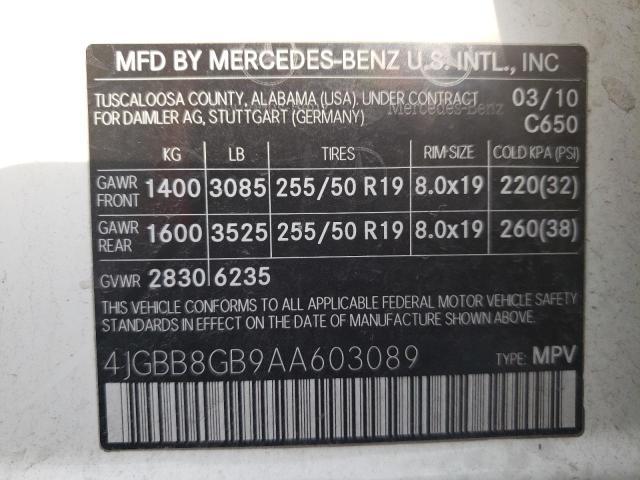 Photo 9 VIN: 4JGBB8GB9AA603089 - MERCEDES-BENZ ML 350 4MA 