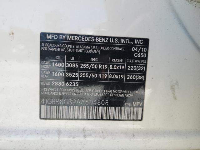 Photo 12 VIN: 4JGBB8GB9AA604808 - MERCEDES-BENZ M-CLASS 