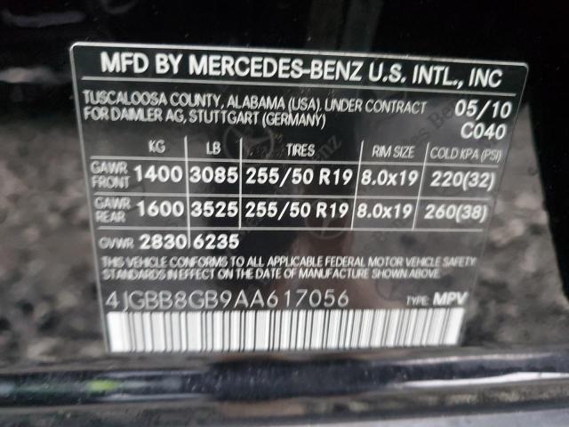 Photo 11 VIN: 4JGBB8GB9AA617056 - MERCEDES-BENZ M-CLASS 