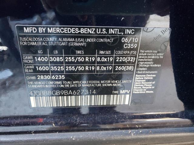 Photo 9 VIN: 4JGBB8GB9BA627314 - MERCEDES-BENZ ML 350 4MA 