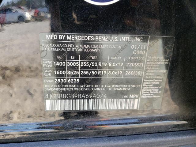 Photo 12 VIN: 4JGBB8GB9BA694074 - MERCEDES-BENZ ML 350 4MA 