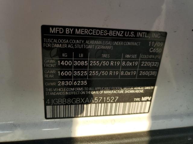 Photo 12 VIN: 4JGBB8GBXAA571527 - MERCEDES-BENZ M-CLASS 