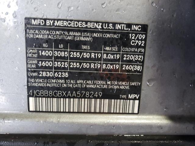 Photo 12 VIN: 4JGBB8GBXAA578249 - MERCEDES-BENZ ML 350 4MA 