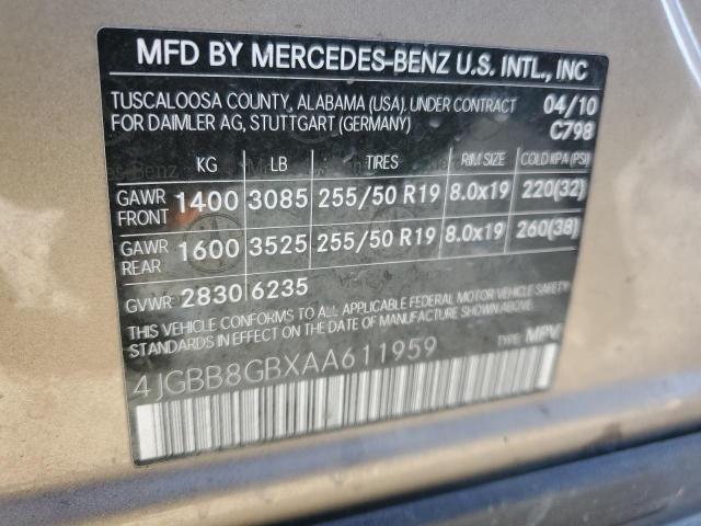 Photo 12 VIN: 4JGBB8GBXAA611959 - MERCEDES-BENZ ML 350 4MA 