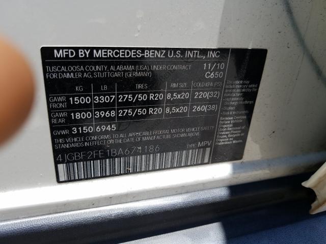 Photo 9 VIN: 4JGBF2FE1BA674186 - MERCEDES-BENZ GL-350 