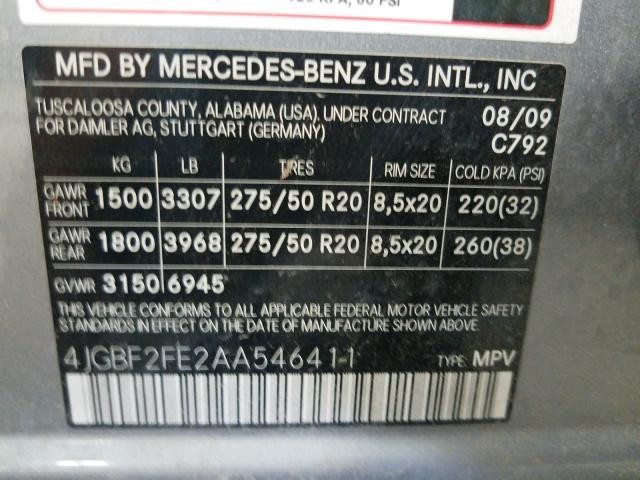 Photo 9 VIN: 4JGBF2FE2AA546411 - MERCEDES-BENZ GL 350 BLU 