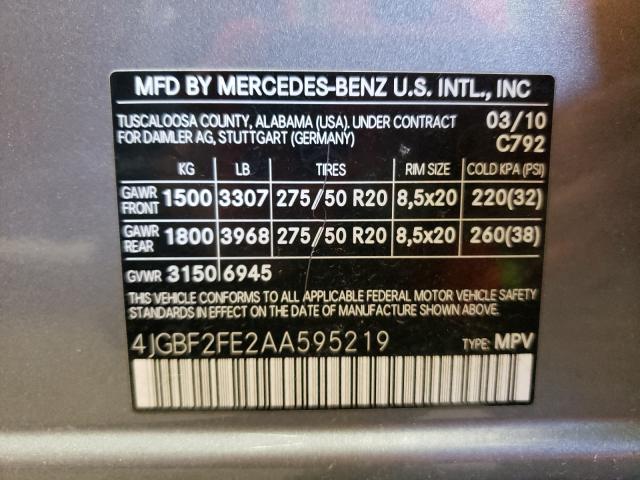 Photo 9 VIN: 4JGBF2FE2AA595219 - MERCEDES-BENZ GL 350 BLU 